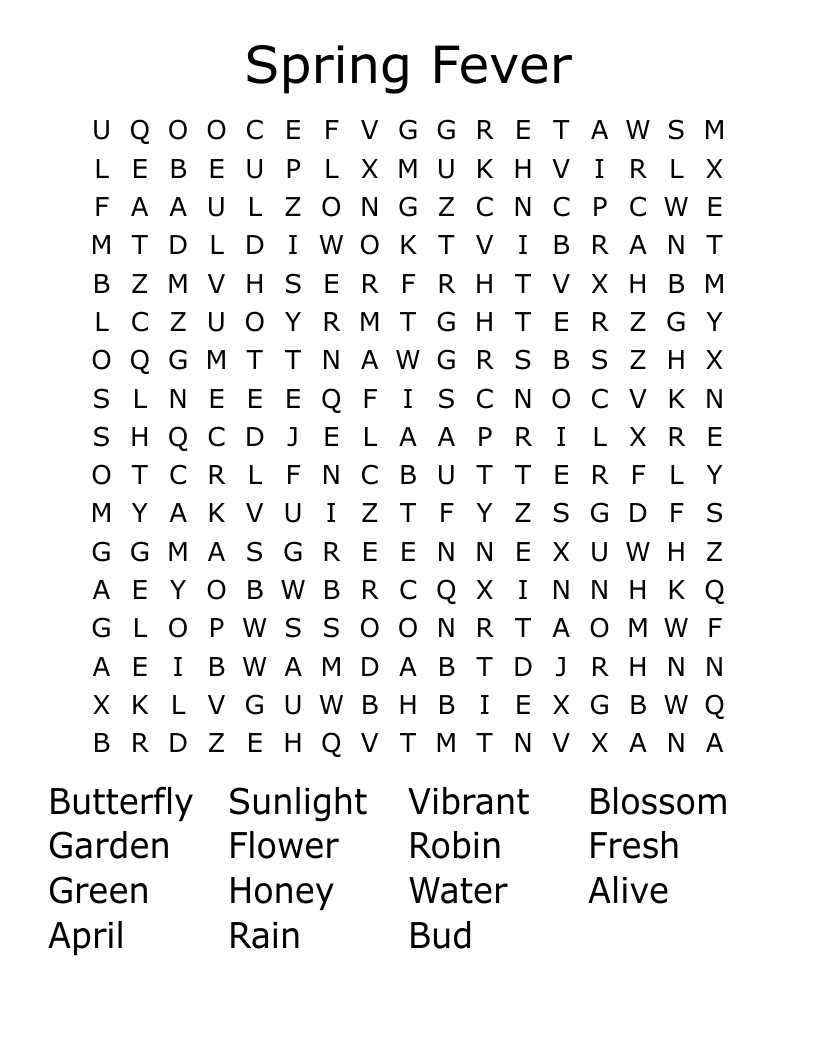 Spring Fever Word Search