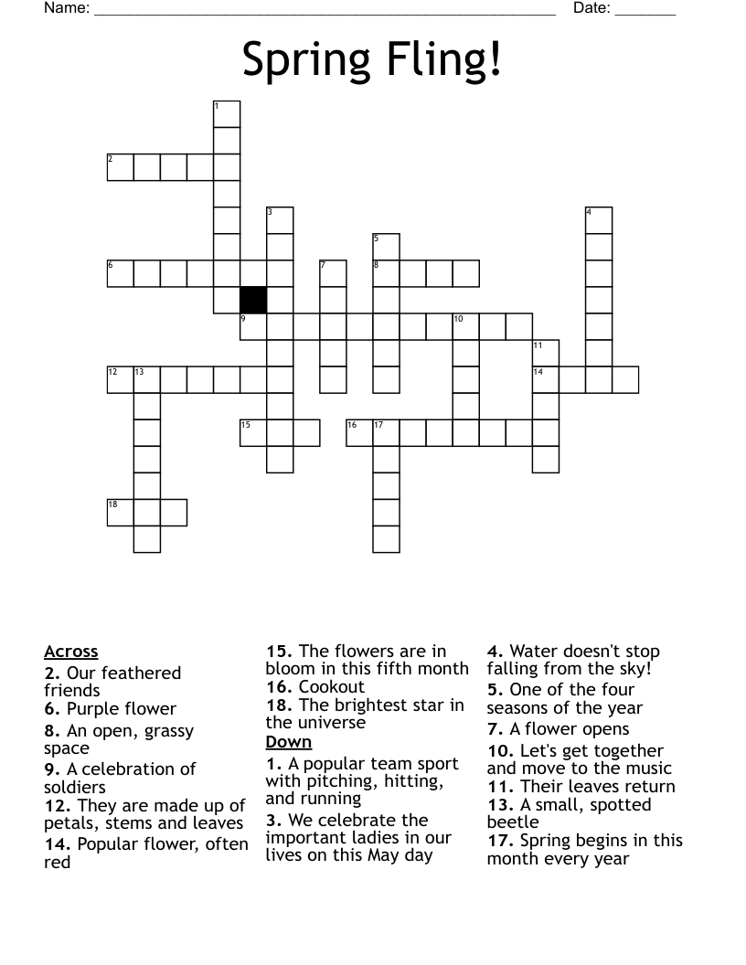 Spring Fling! Crossword
