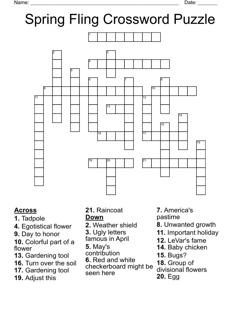 Spring Fling Crossword Puzzle