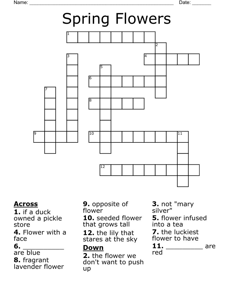 Spring Flowers Crossword