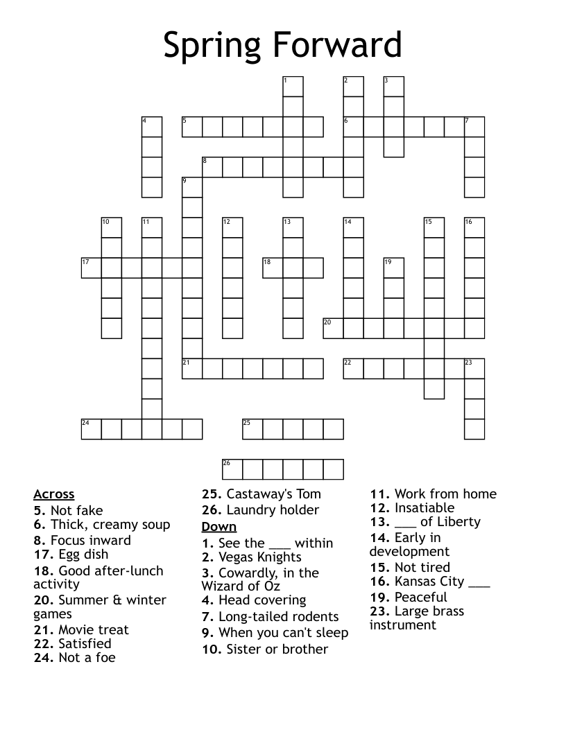 Spring Forward Crossword