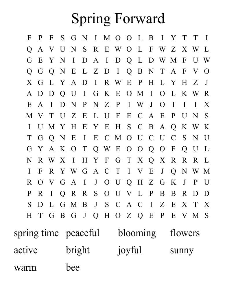 Spring Forward Word Search