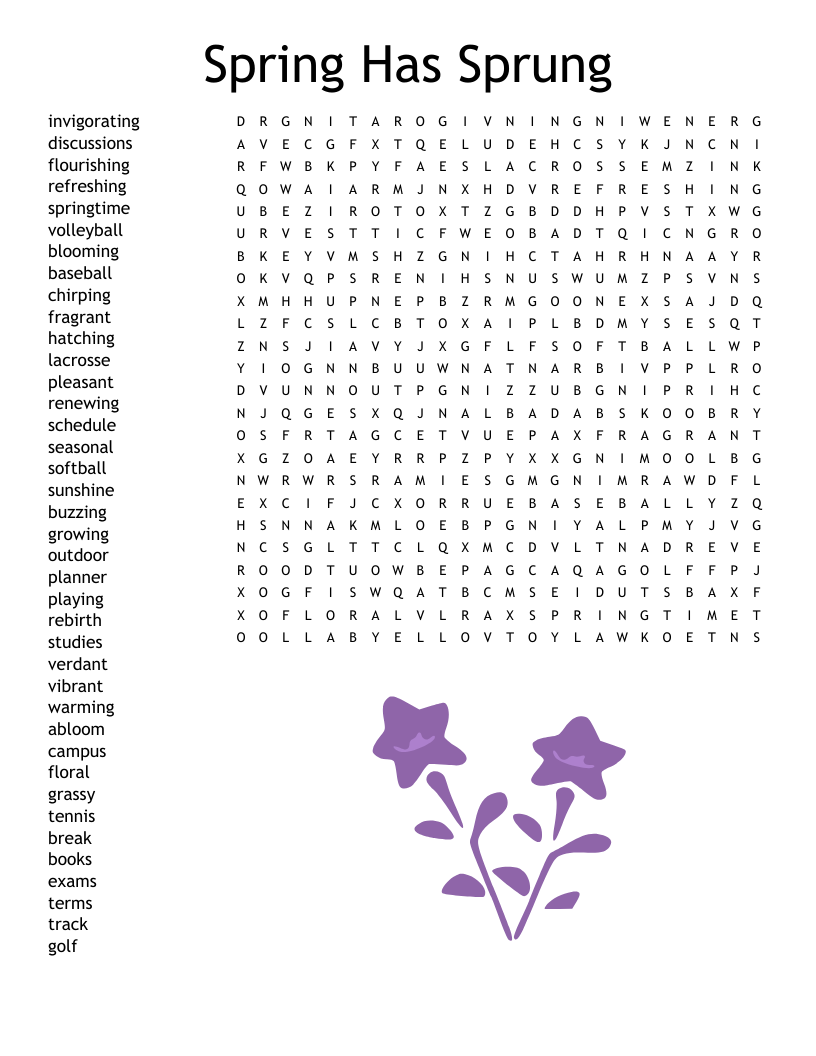 Spring Has Sprung Word Search