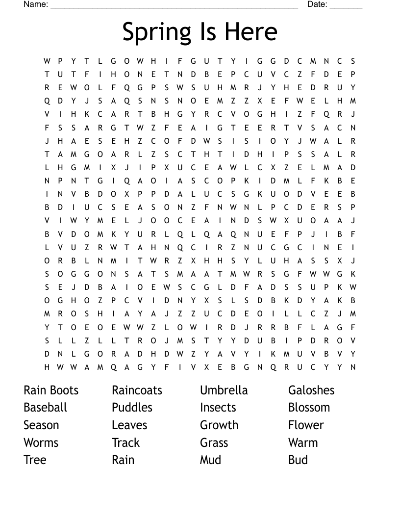 Spring Is Here Word Search