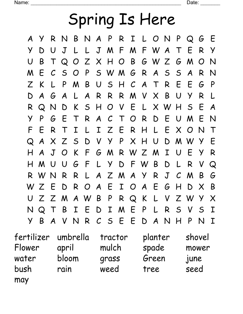 Spring Is Here Word Search