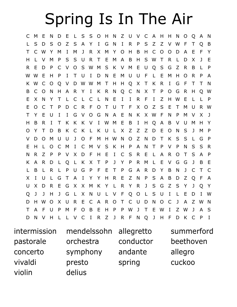 Spring Is In The Air Word Search