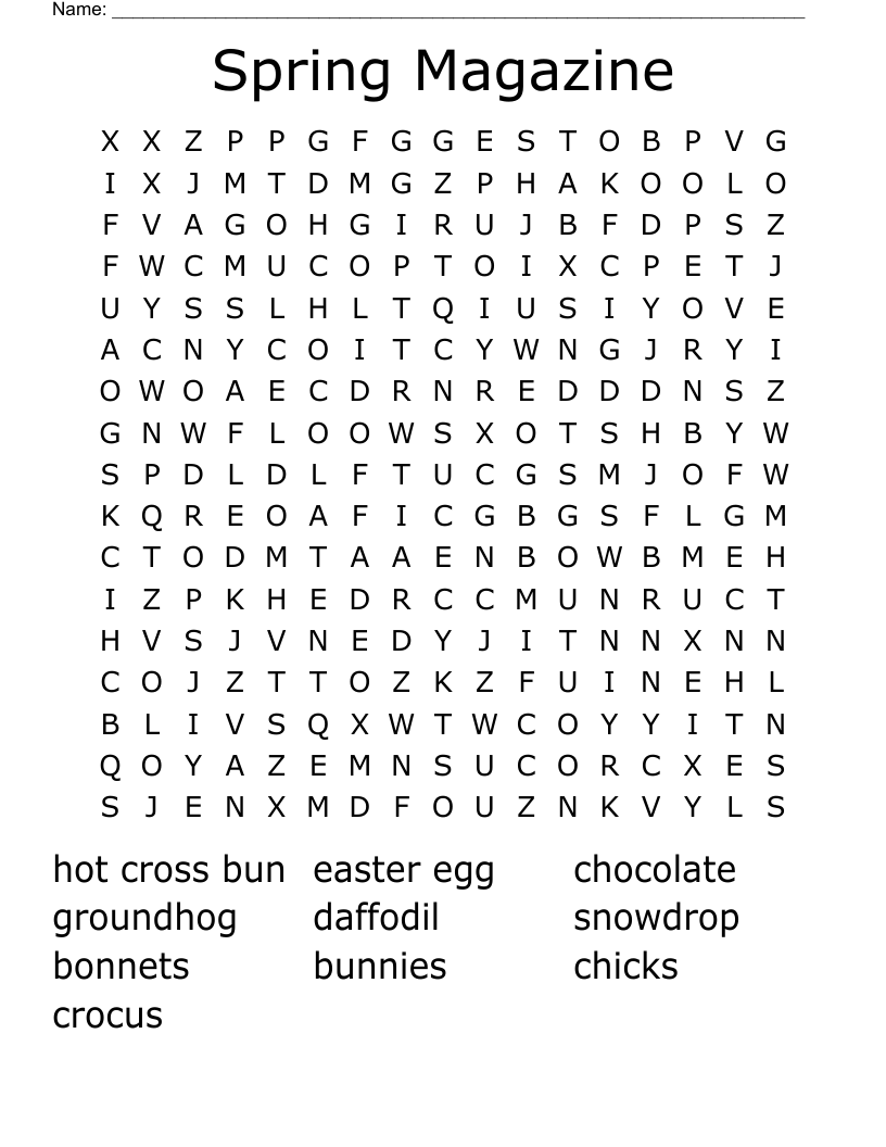 Spring Magazine Word Search