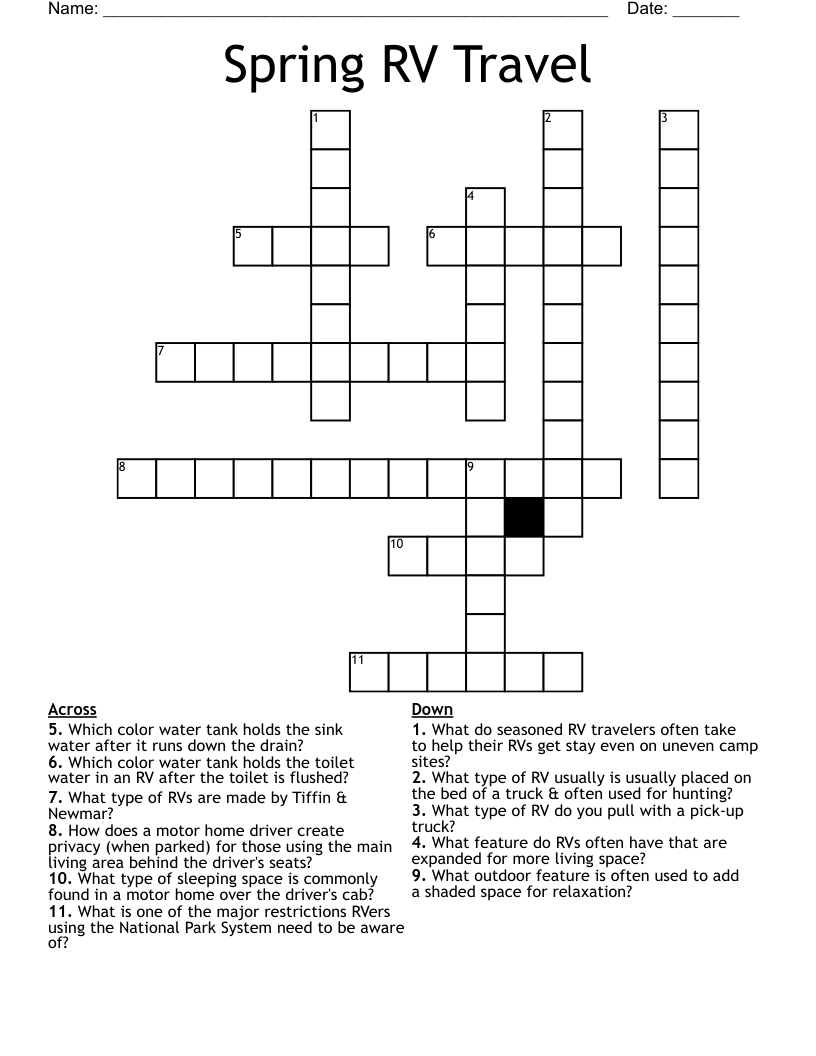 Spring RV Travel Crossword