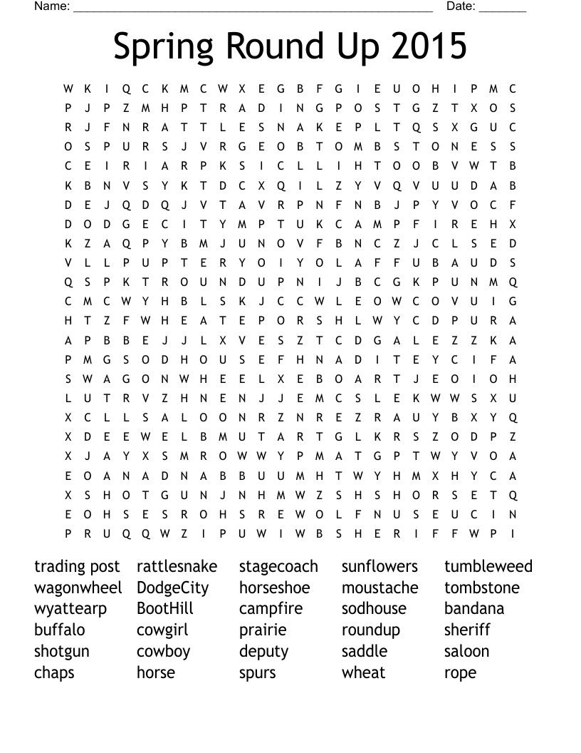 Spring Round Up 2015 Word Search