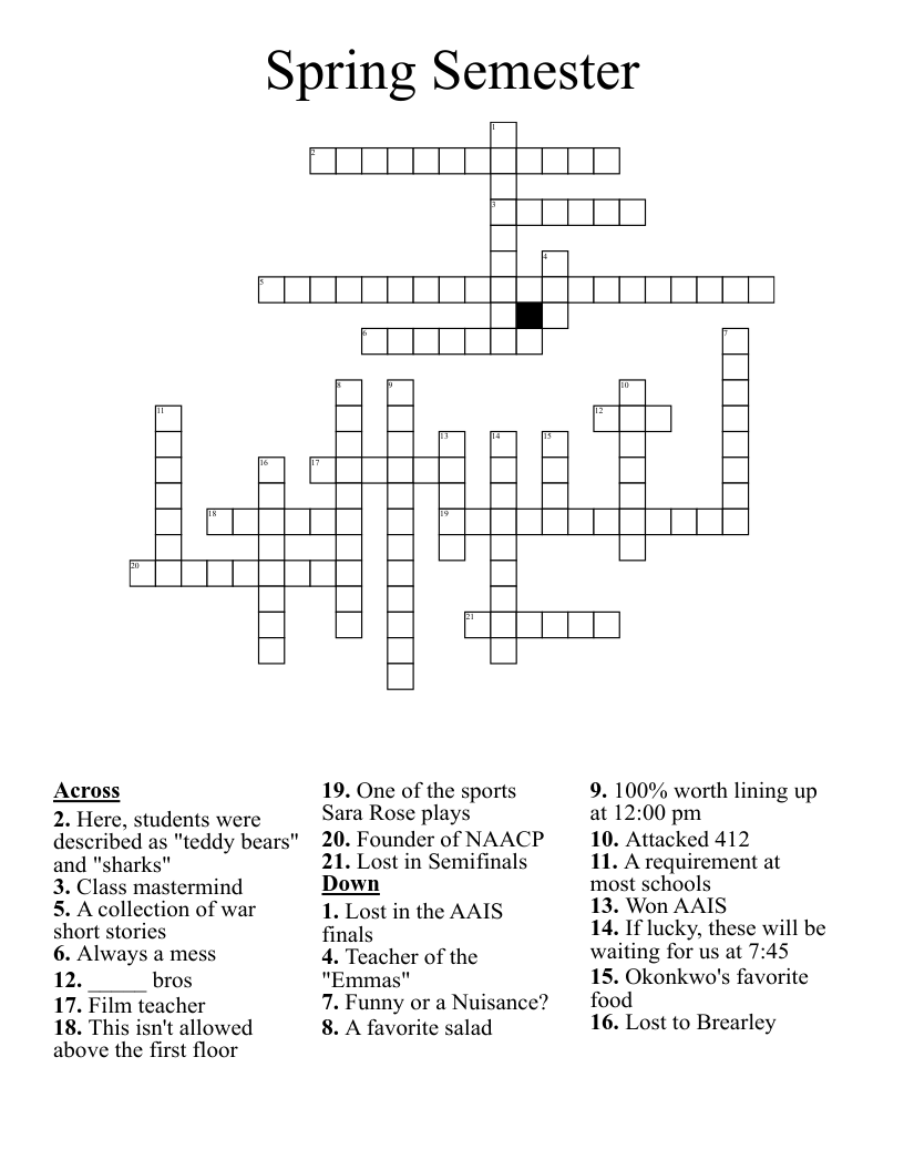 Spring Semester Crossword