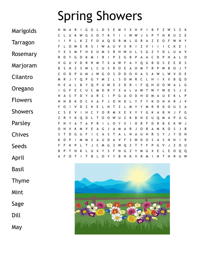 Spring Showers Word Search