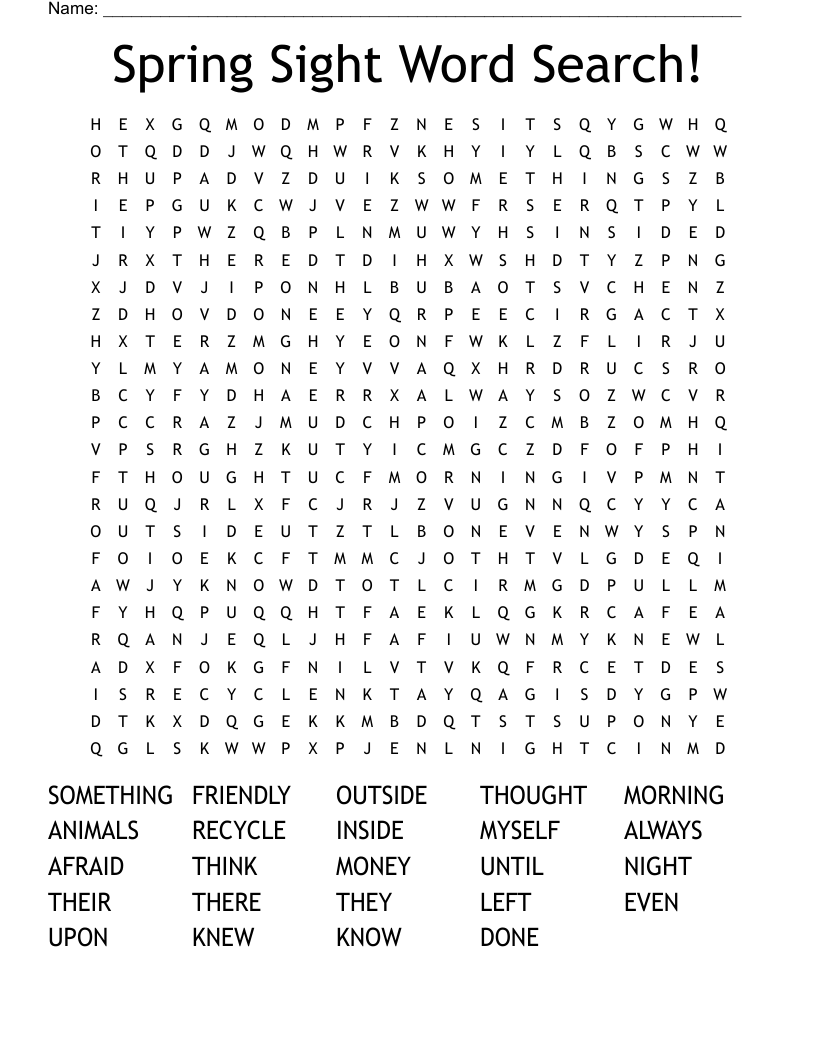 Spring Sight Word Search!