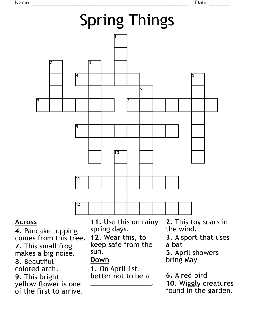 Spring Things Crossword