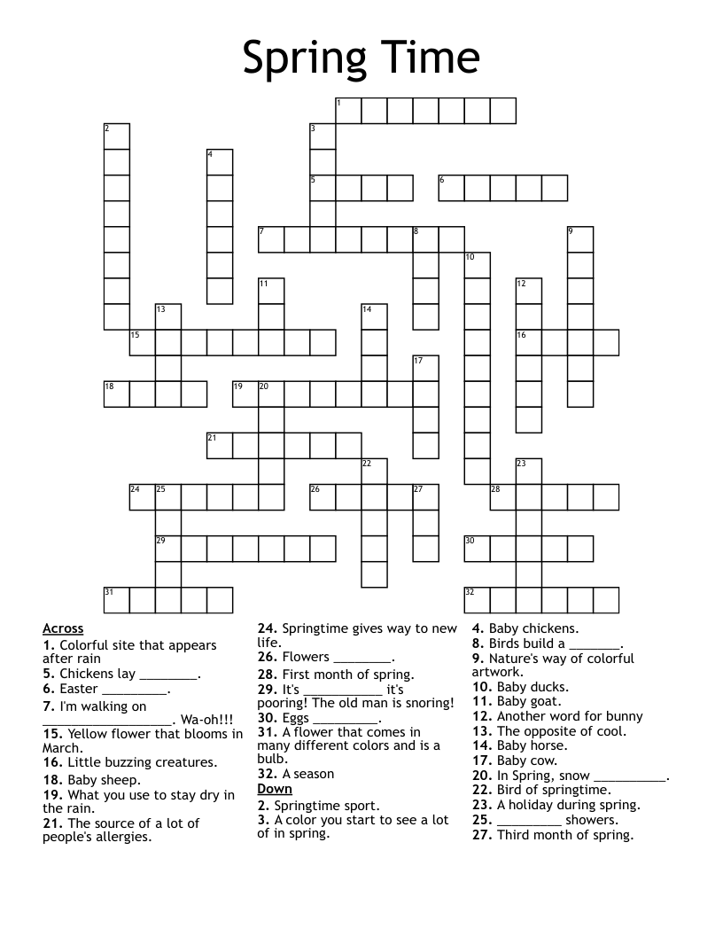 Spring Time Crossword