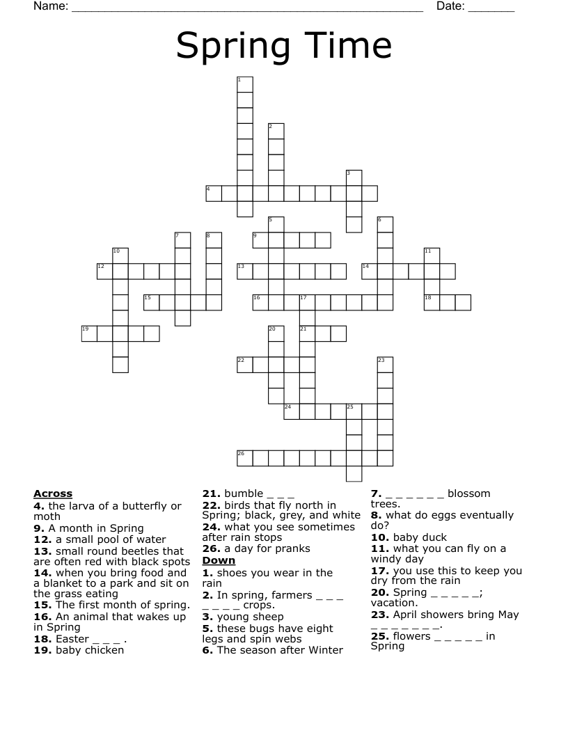 Spring Time Crossword