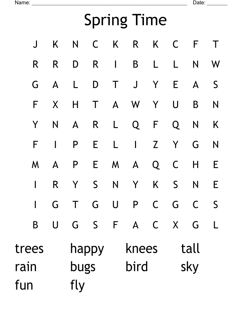 Spring Time Word Search