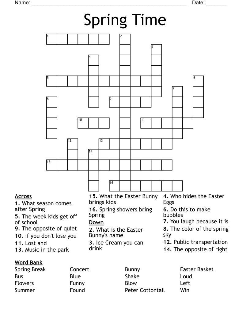 Spring Time Crossword