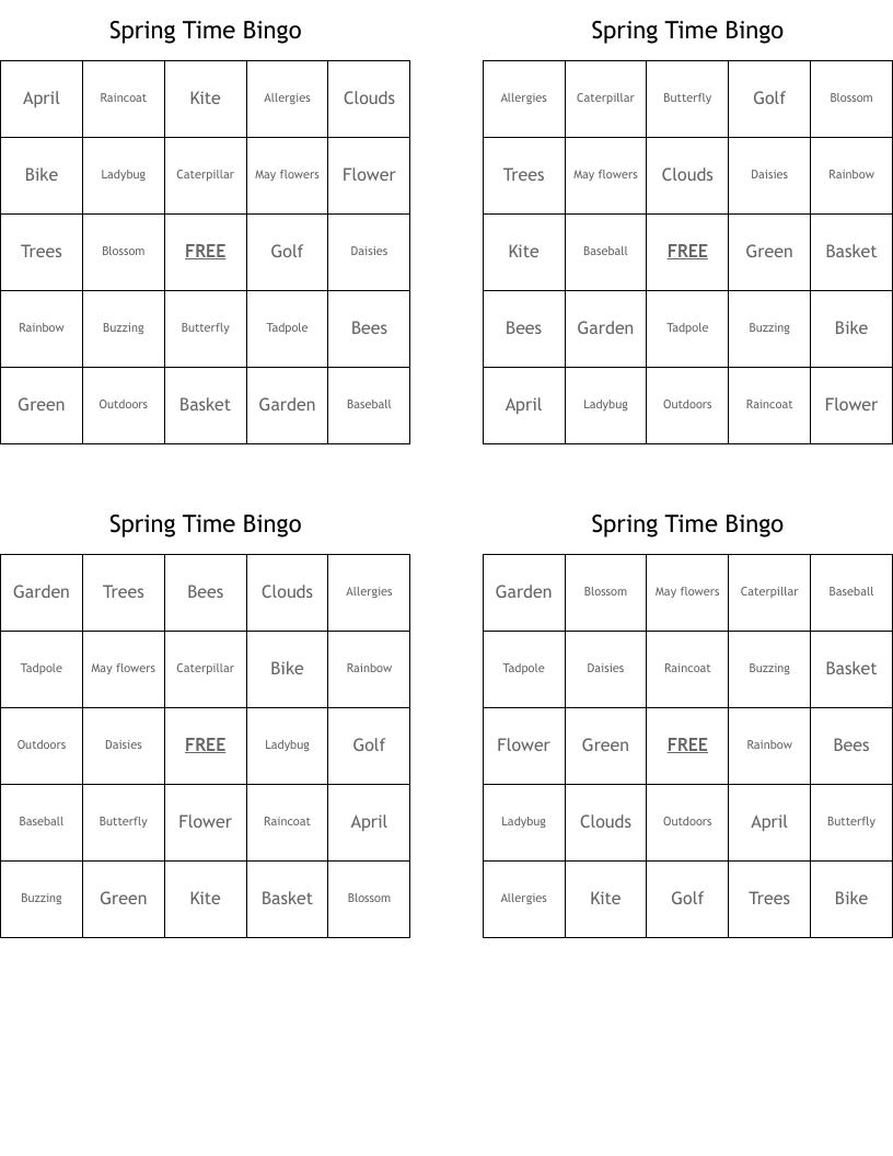 Spring Time Bingo