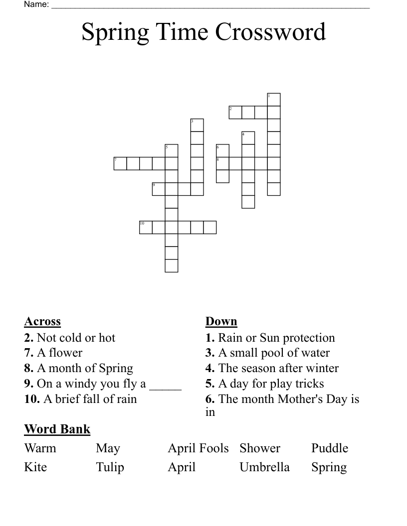 Spring Time Crossword