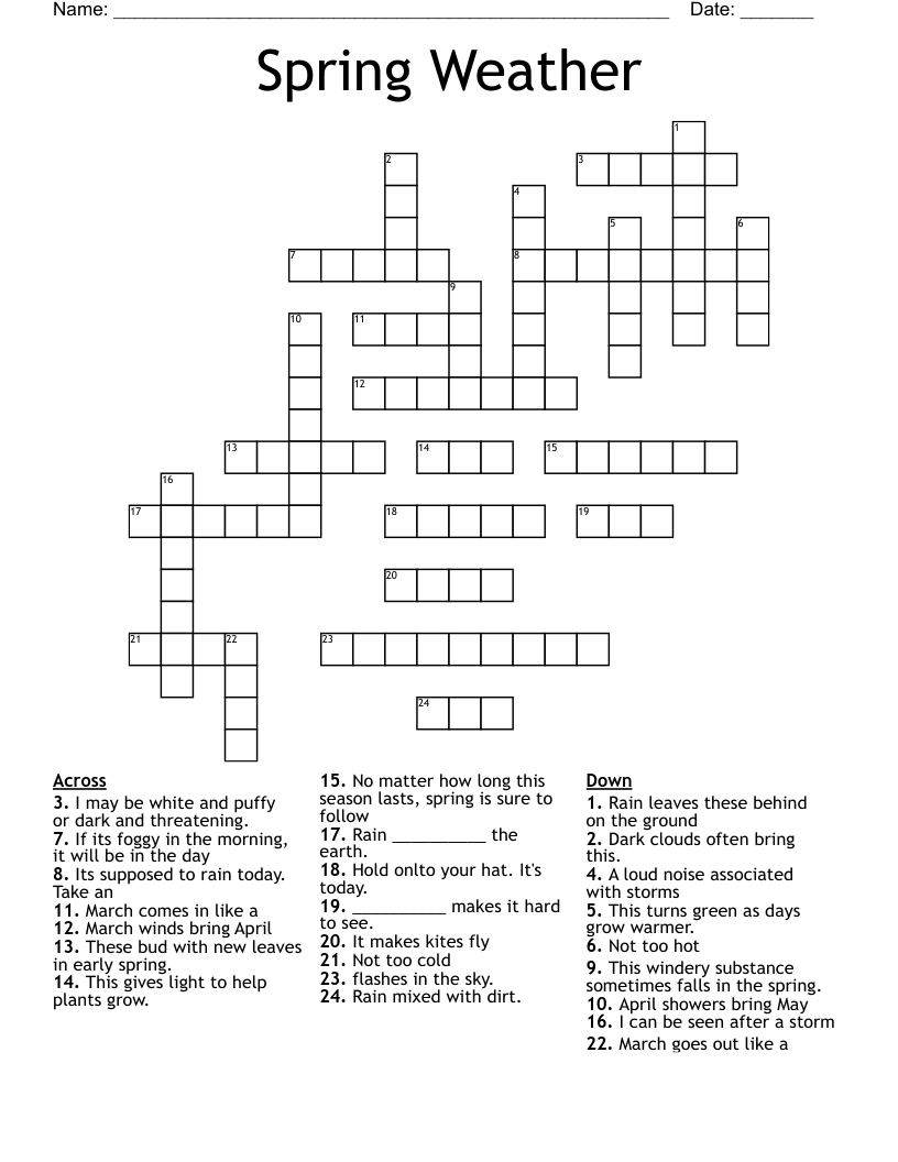 Spring Weather Crossword