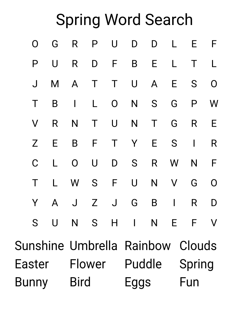 Spring Word Search
