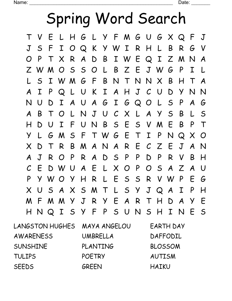 Spring Word Search 
