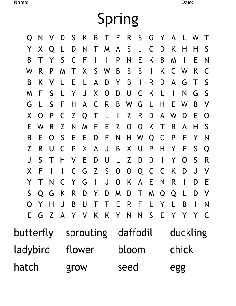 Spring  Word Search