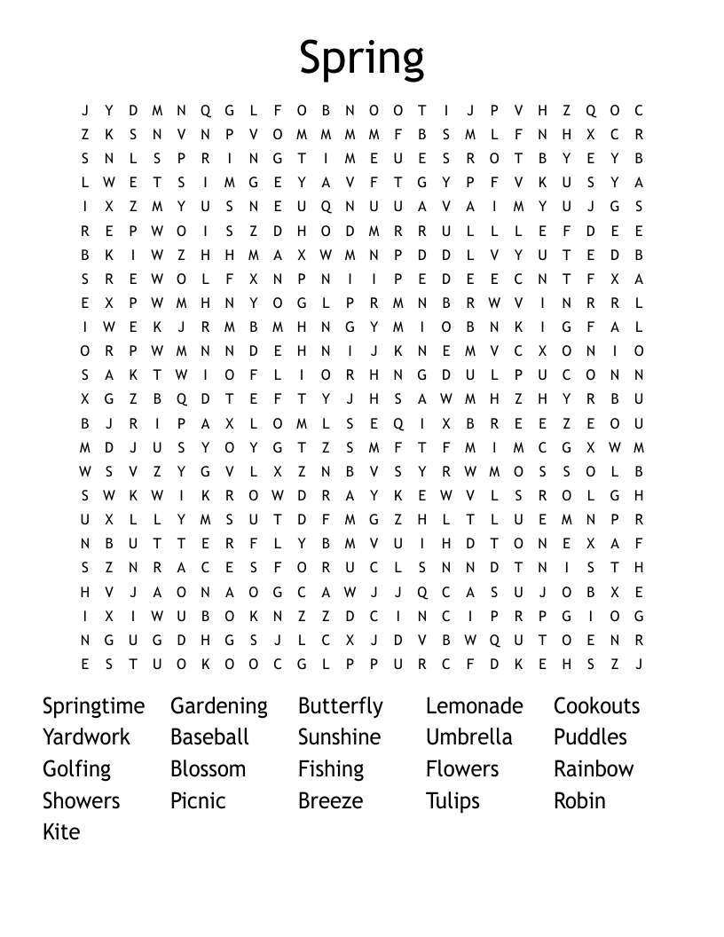 Spring  Word Search