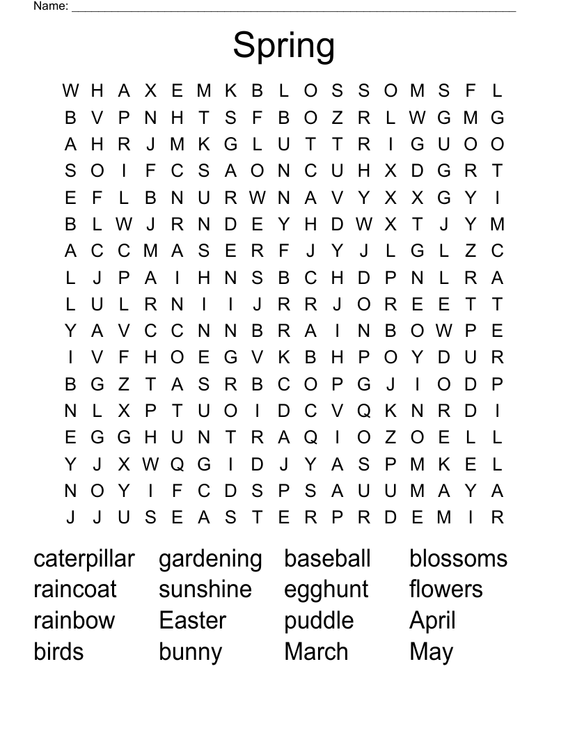Spring  Word Search