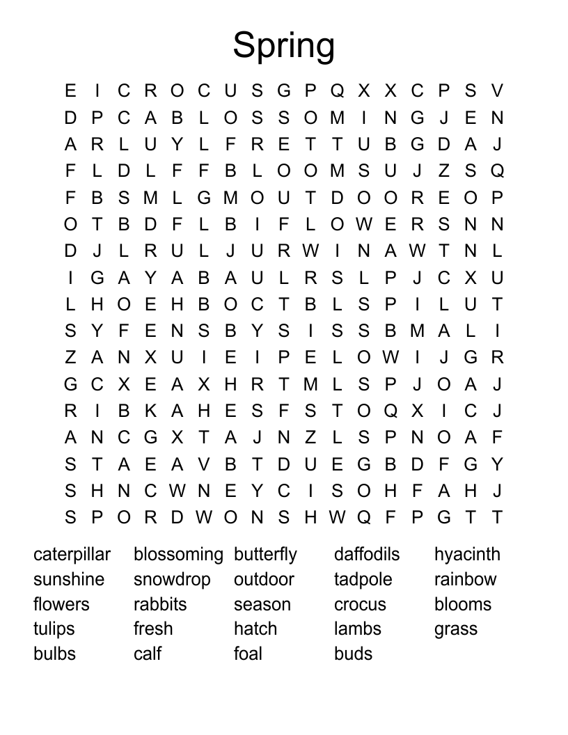 Spring  Word Search