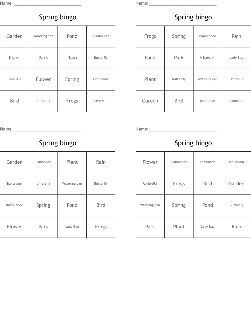 Spring bingo