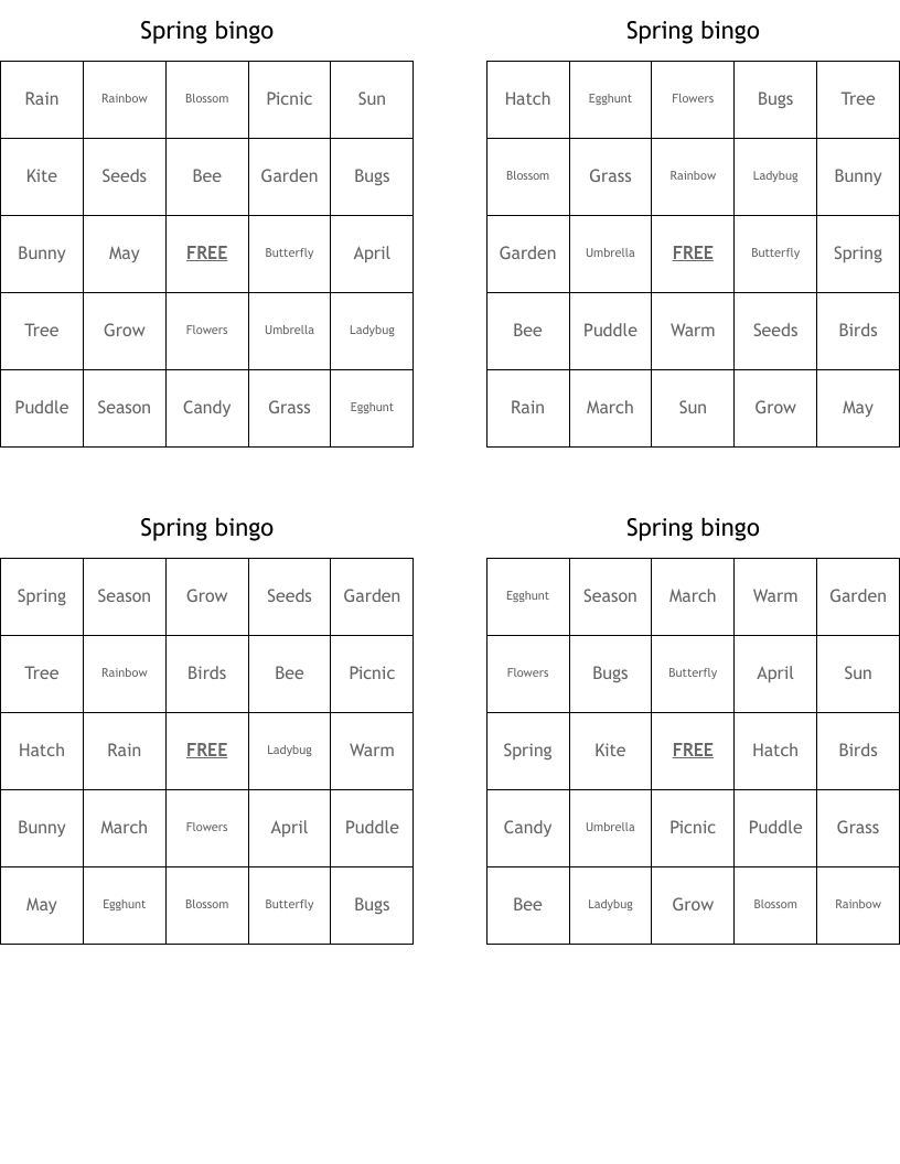Spring bingo