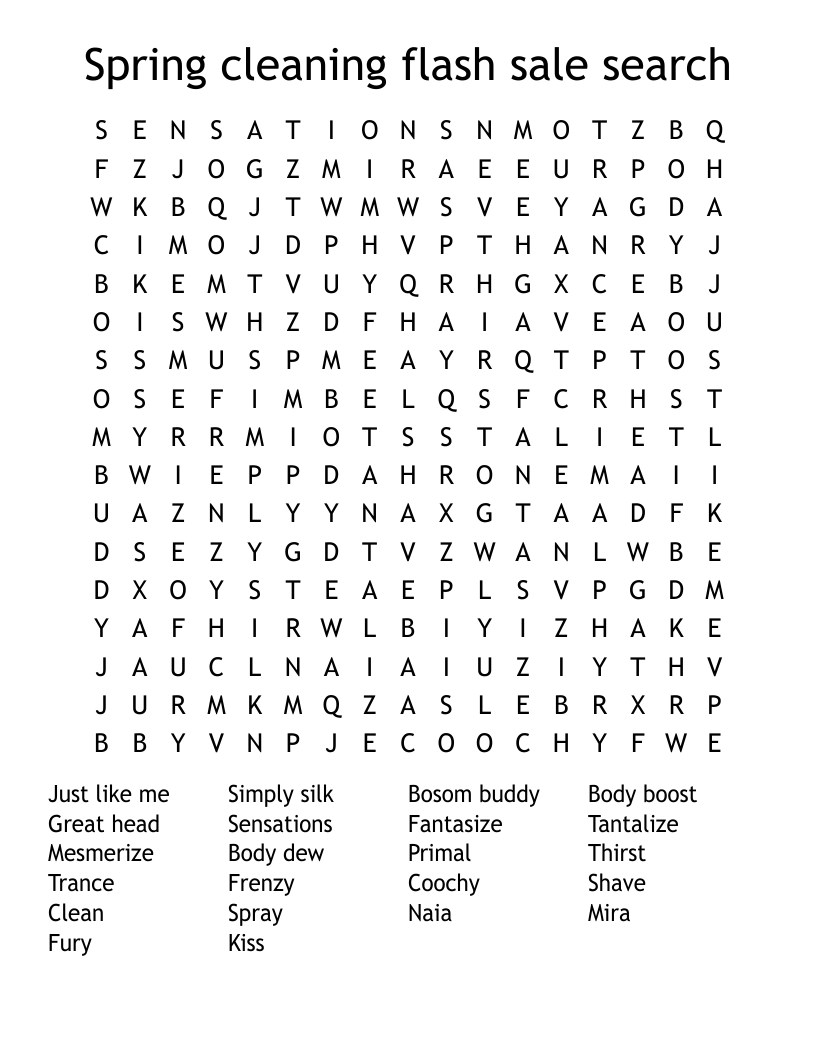 Spring cleaning flash sale search Word Search