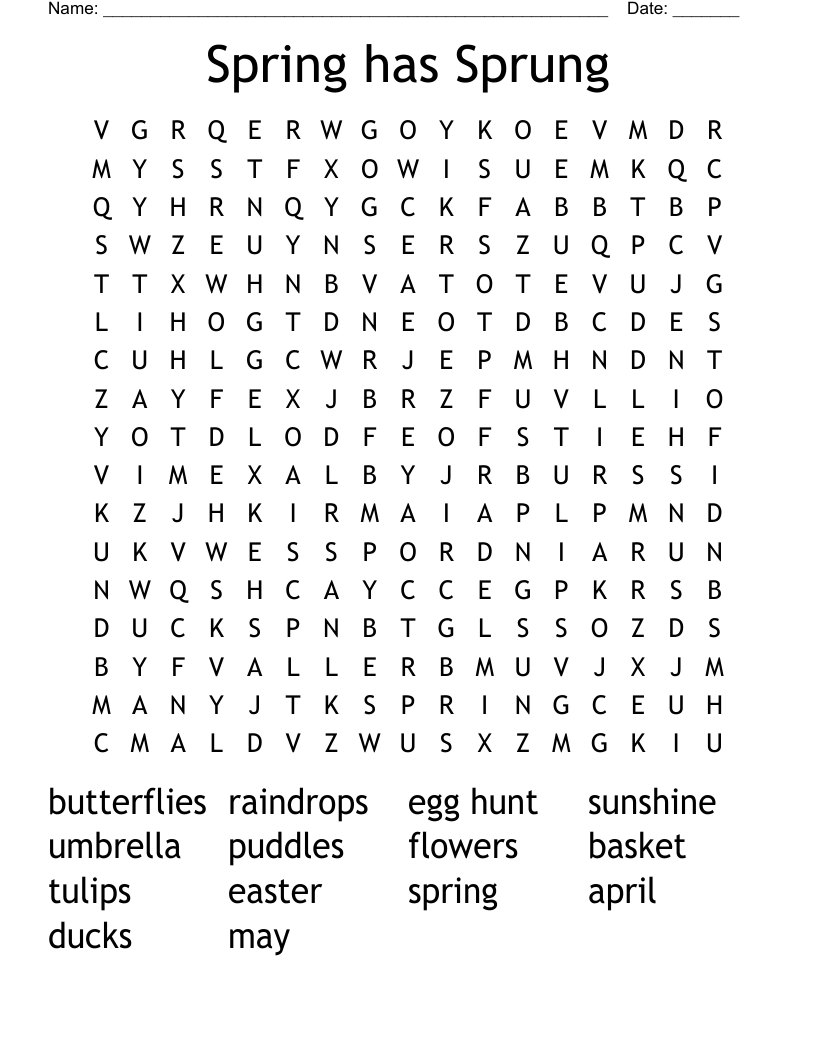 Spring has Sprung Word Search