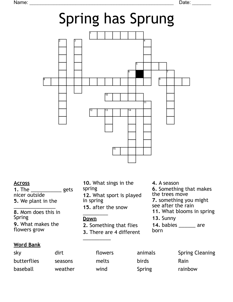 Spring has Sprung Crossword