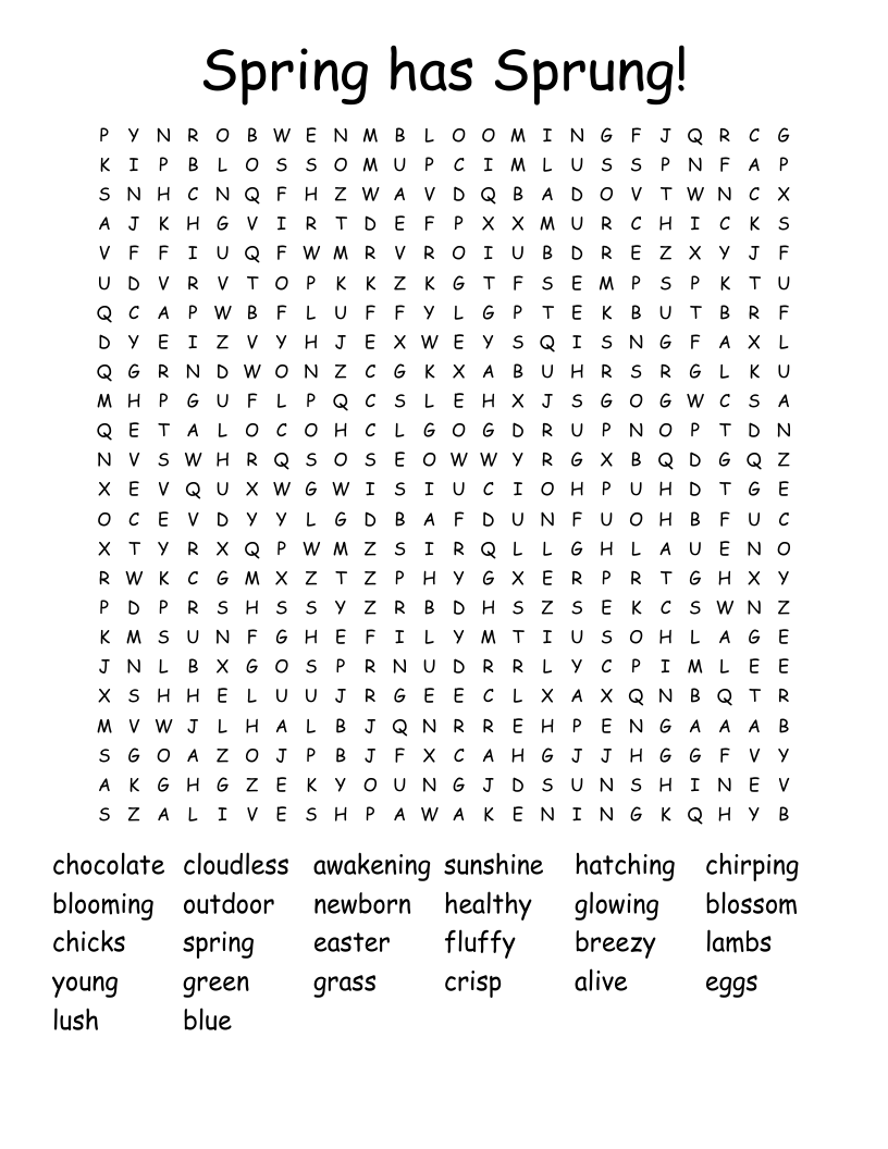 Spring has Sprung! Word Search