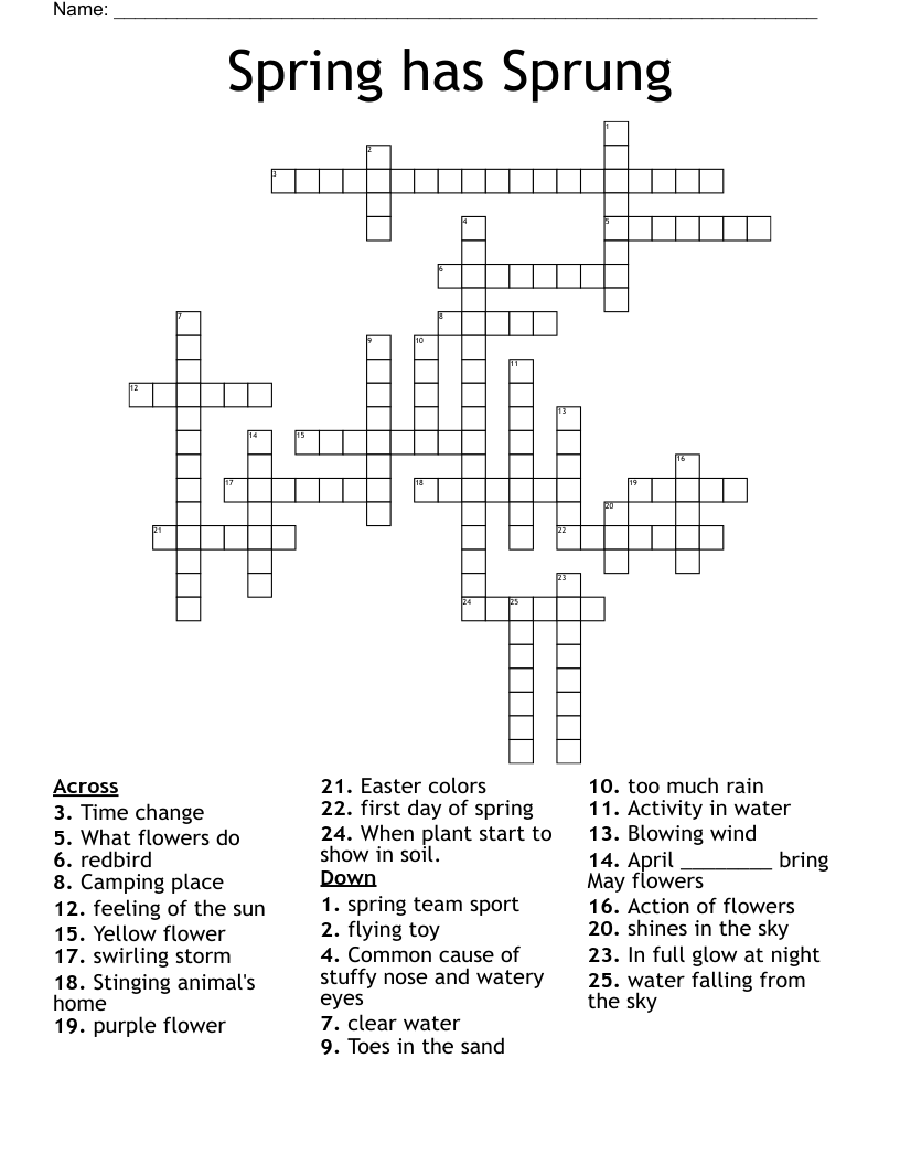 Spring has Sprung Crossword