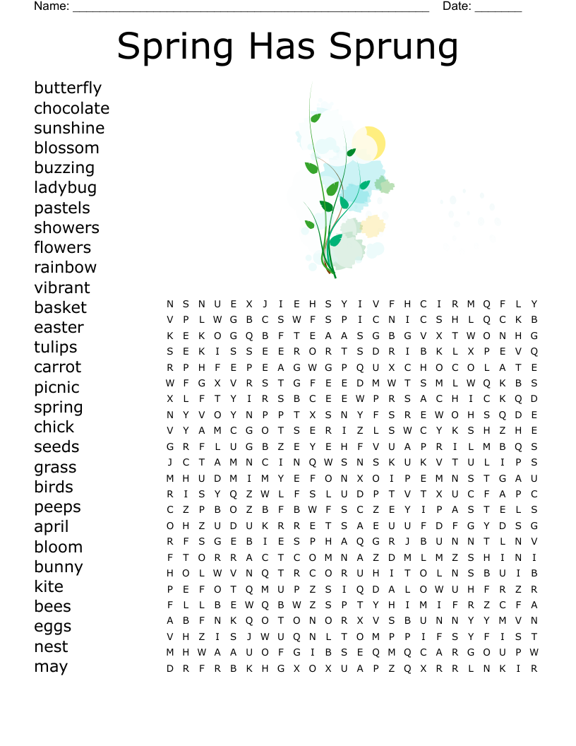 Spring Has Sprung Word Search