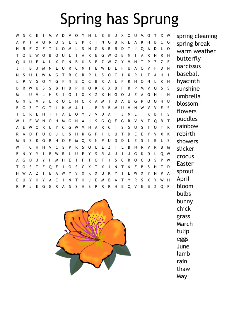 Spring has Sprung Word Search