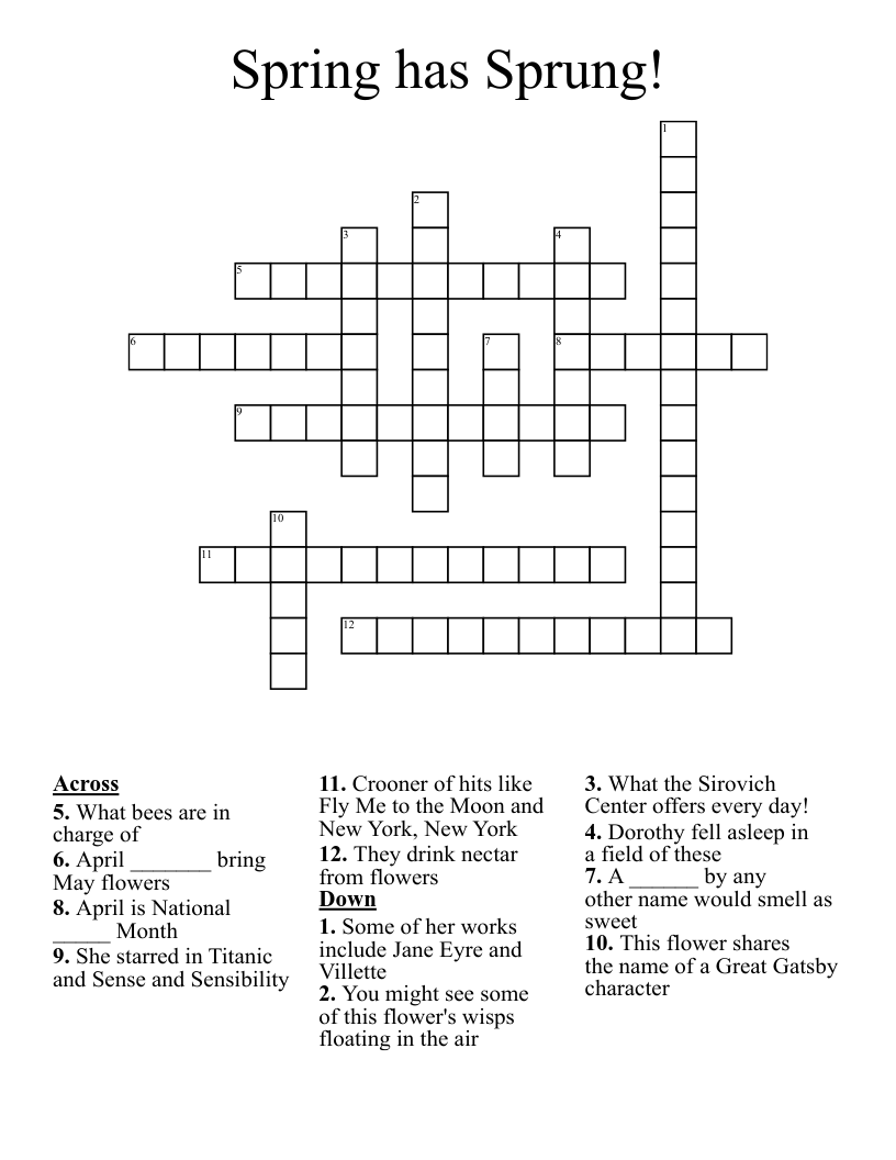 Spring has Sprung! Crossword