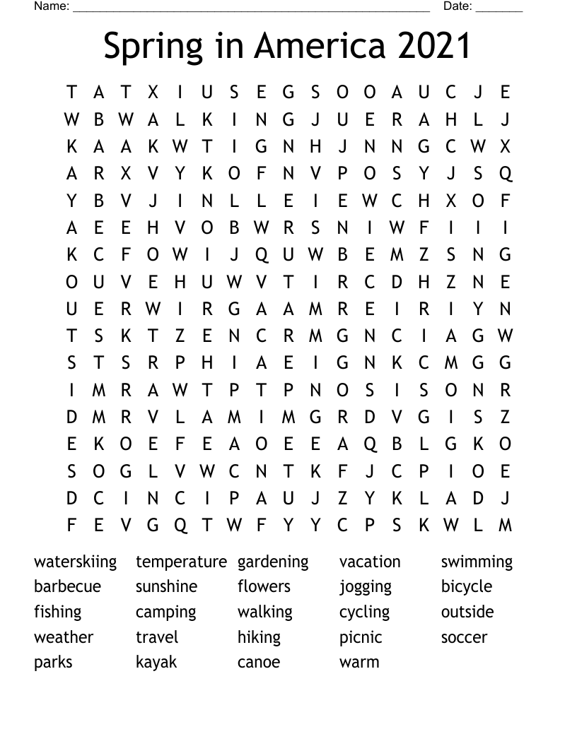 Spring in America 2021 Word Search