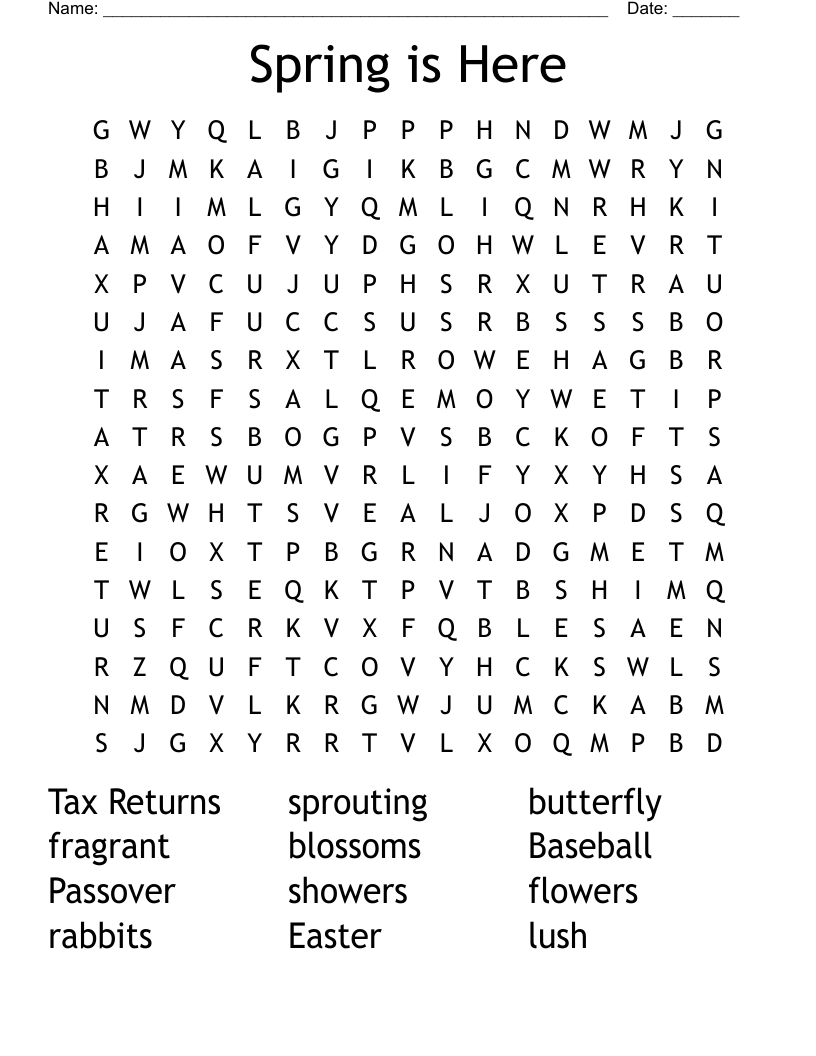 Spring is Here Word Search