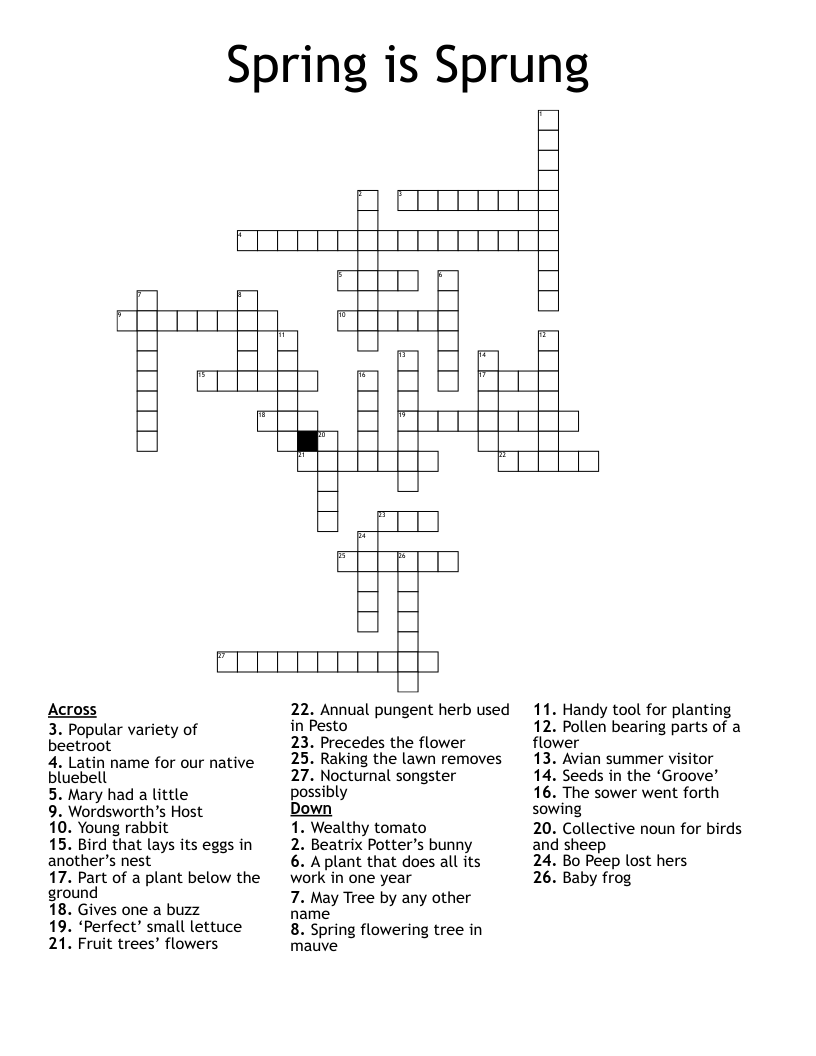Spring is Sprung Crossword