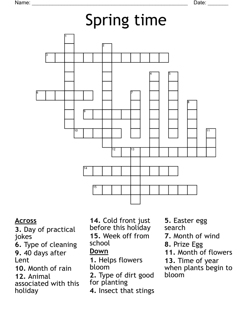 Spring time Crossword
