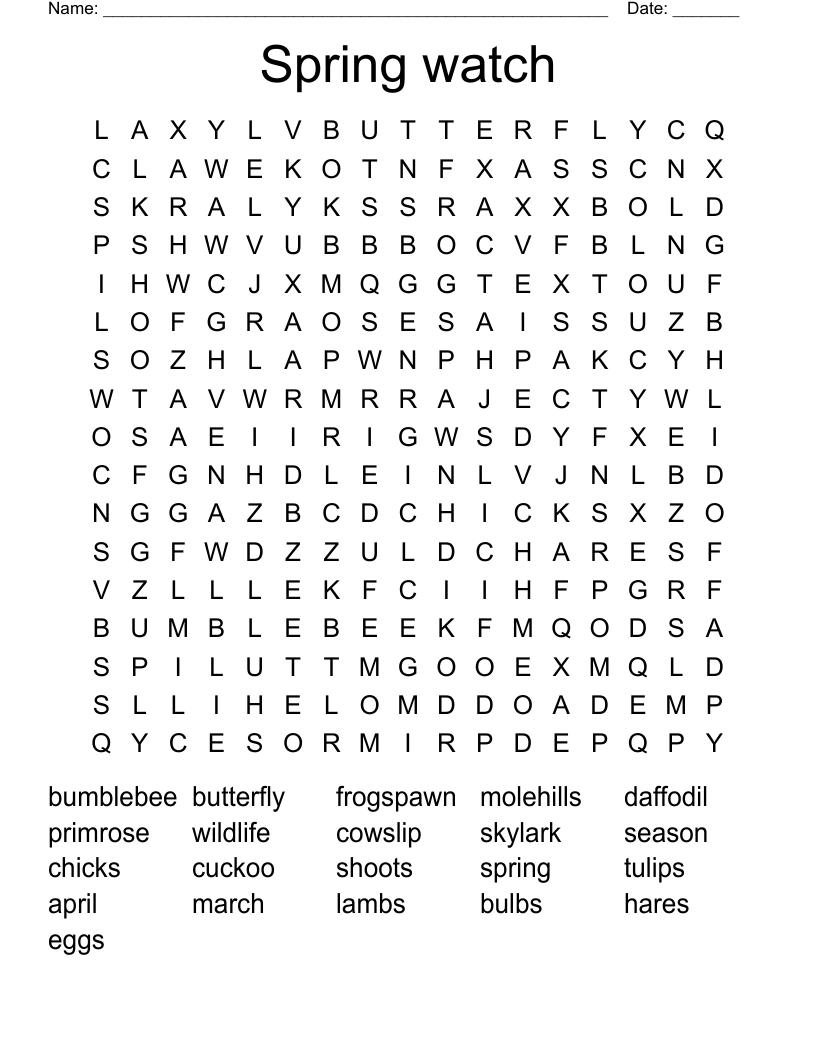 Spring watch Word Search