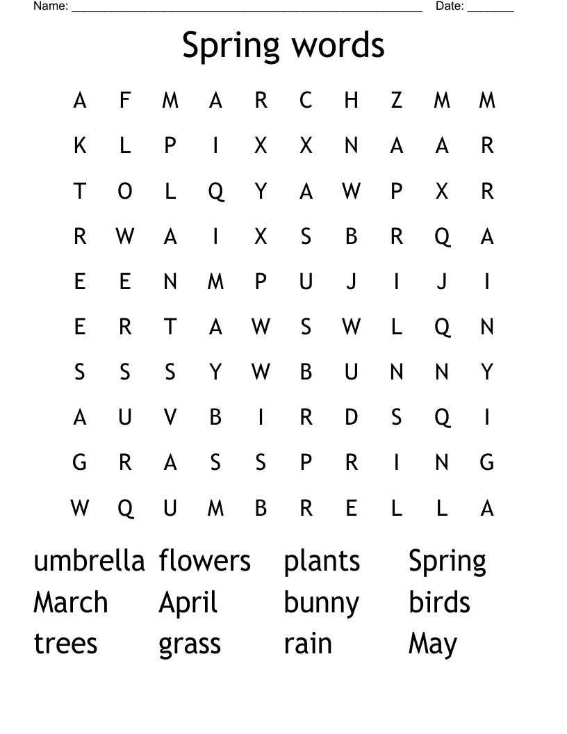 Spring words Word Search