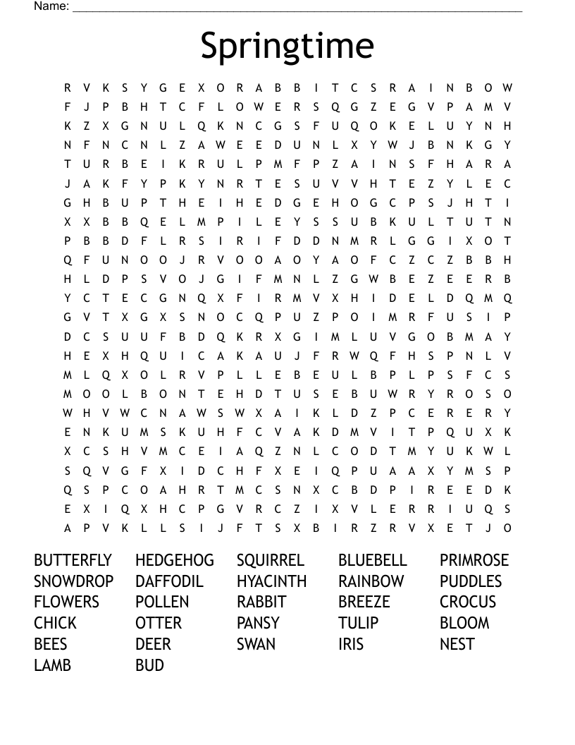 Springtime Word Search