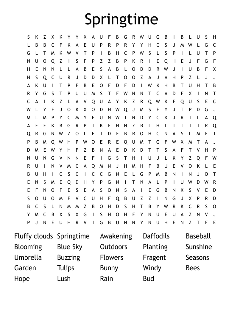 Springtime Word Search
