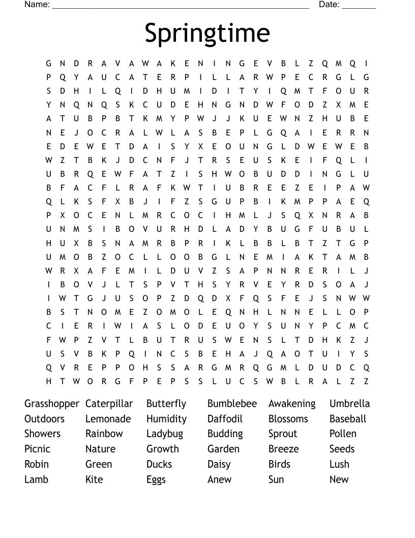 Springtime Word Search