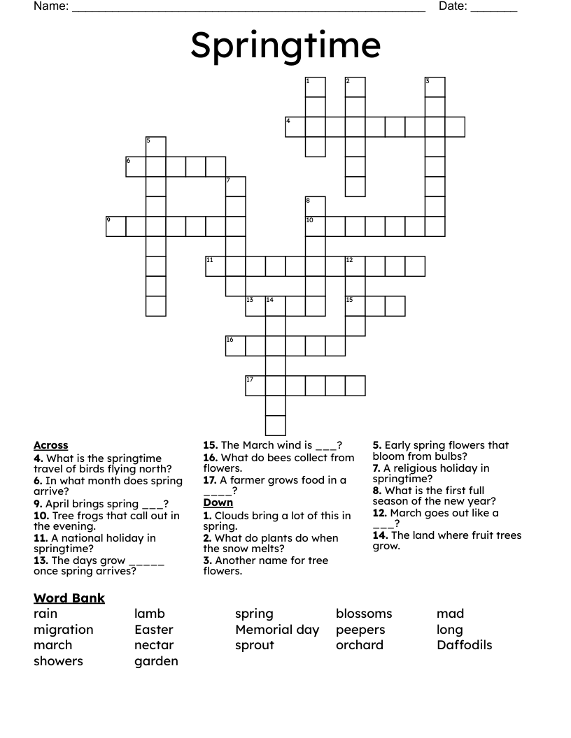 Springtime Crossword